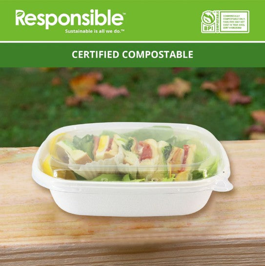 Flat Lid for 32-48 oz Rectangular Box | Recyclable PET Plastic