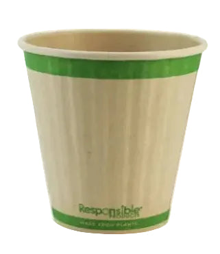 Compostable cup with green band and 'Responsible Choice' text on a white background