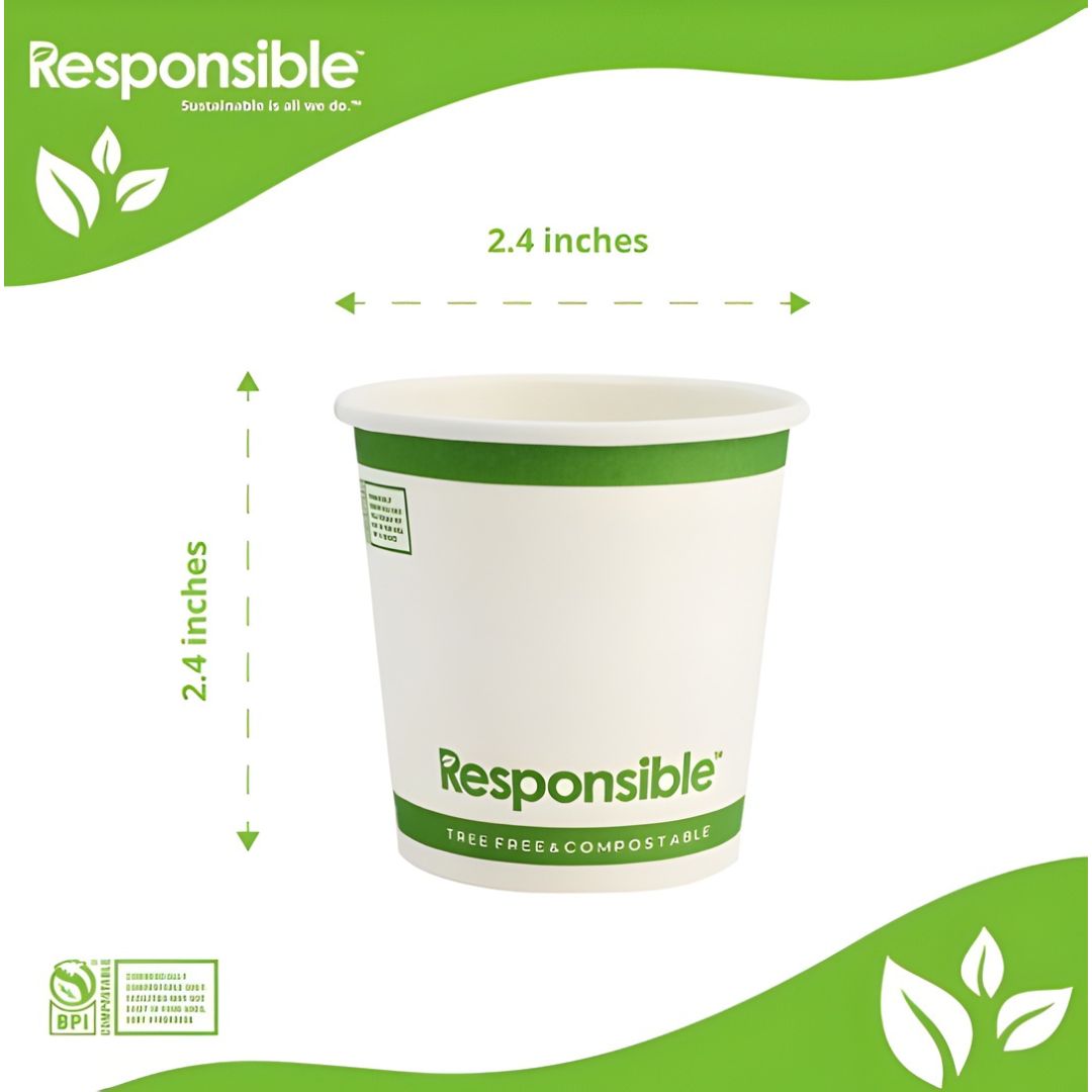 4 oz Tree-Less™ Paper Hot Cup | White | Compostable