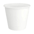 A plain white disposable paper cup on a solid white background.