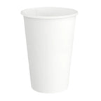 A plain white paper cup on a solid white background.