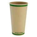 Compostable cup with green rim and 'Responsible' branding on a white background