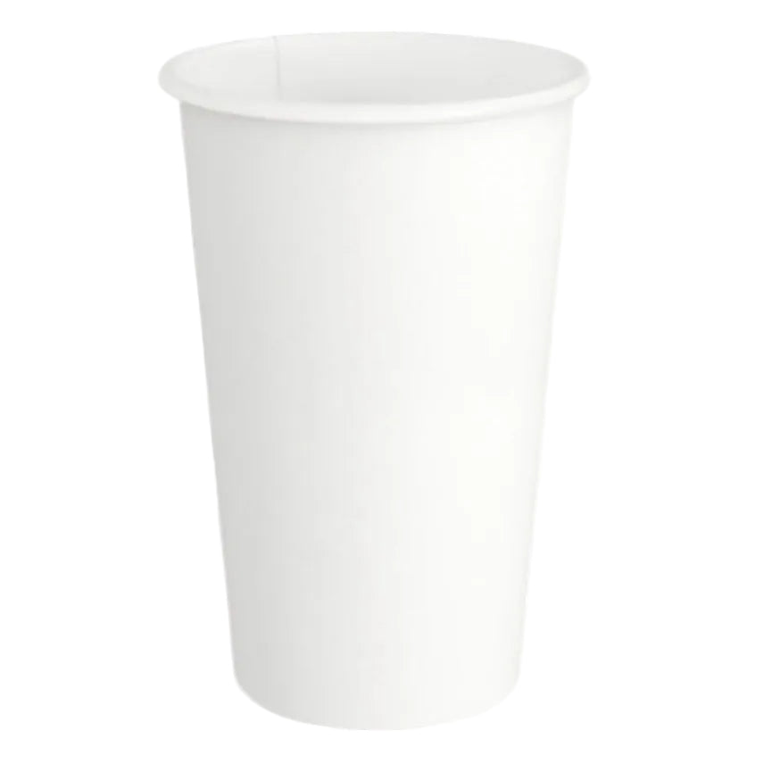 A plain white disposable paper cup shown on a clean white background.