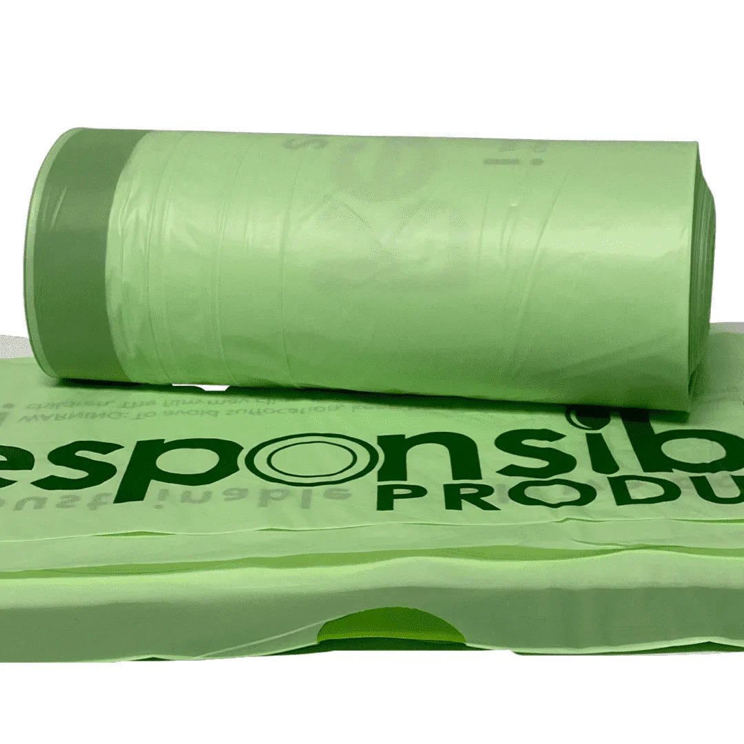 13 gal Drawstring Trash Bags | Certified Compostable | 23.7" x 25.6"
