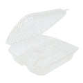 9" x 9" x 3" Clamshell Container | 3-Compartment | Clear RPET