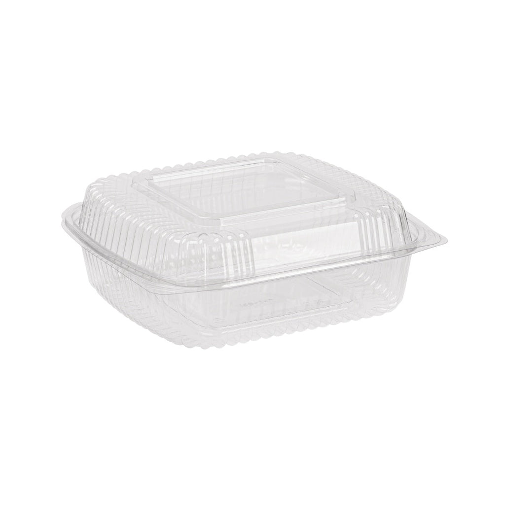 8" x 8" x 3" Clamshell Container | 3-Compartment | Clear RPET