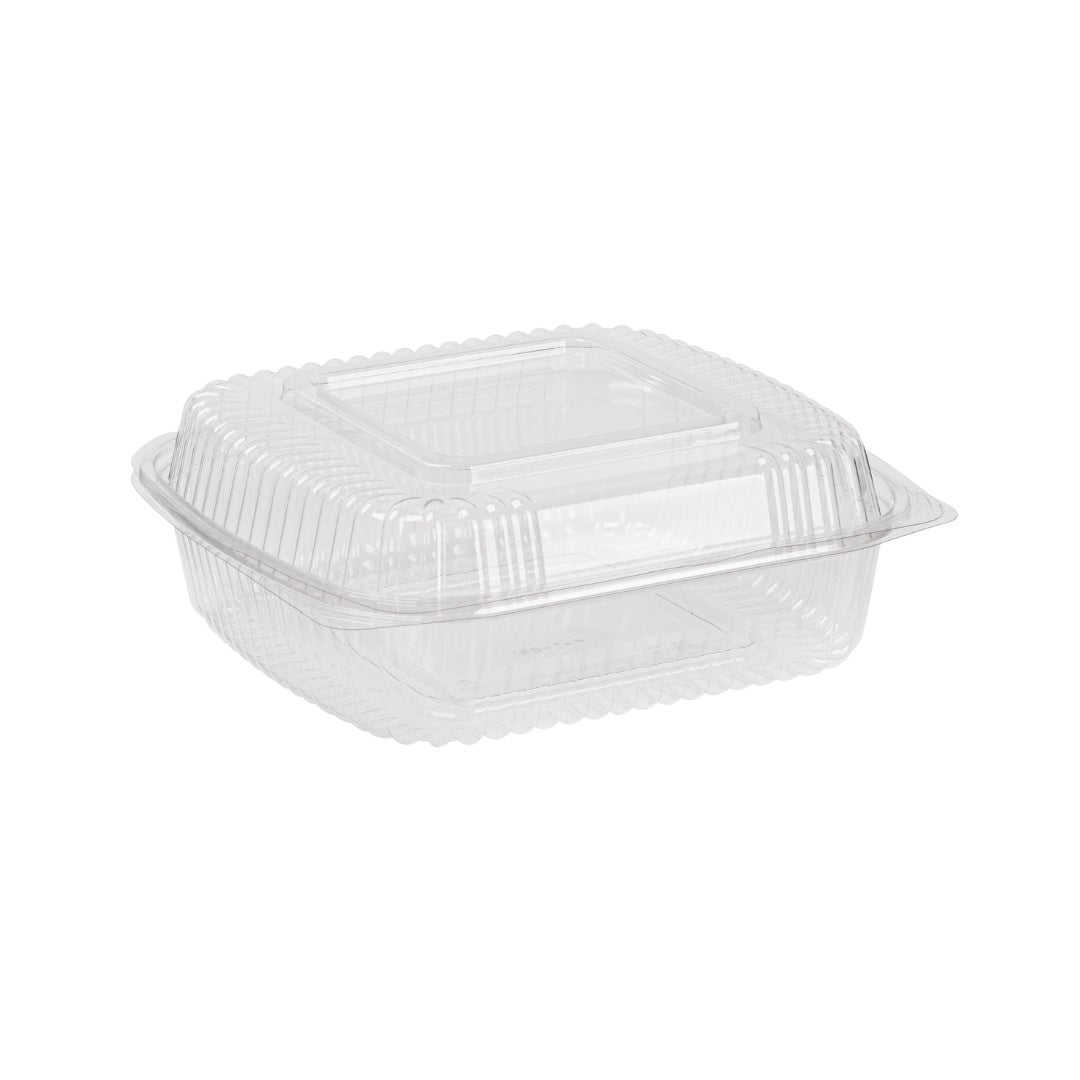 8" x 8" x 3" Clamshell Container | 3-Compartment | Clear RPET