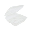 8" x 8" x 3" Clamshell Container | 3-Compartment | Clear RPET