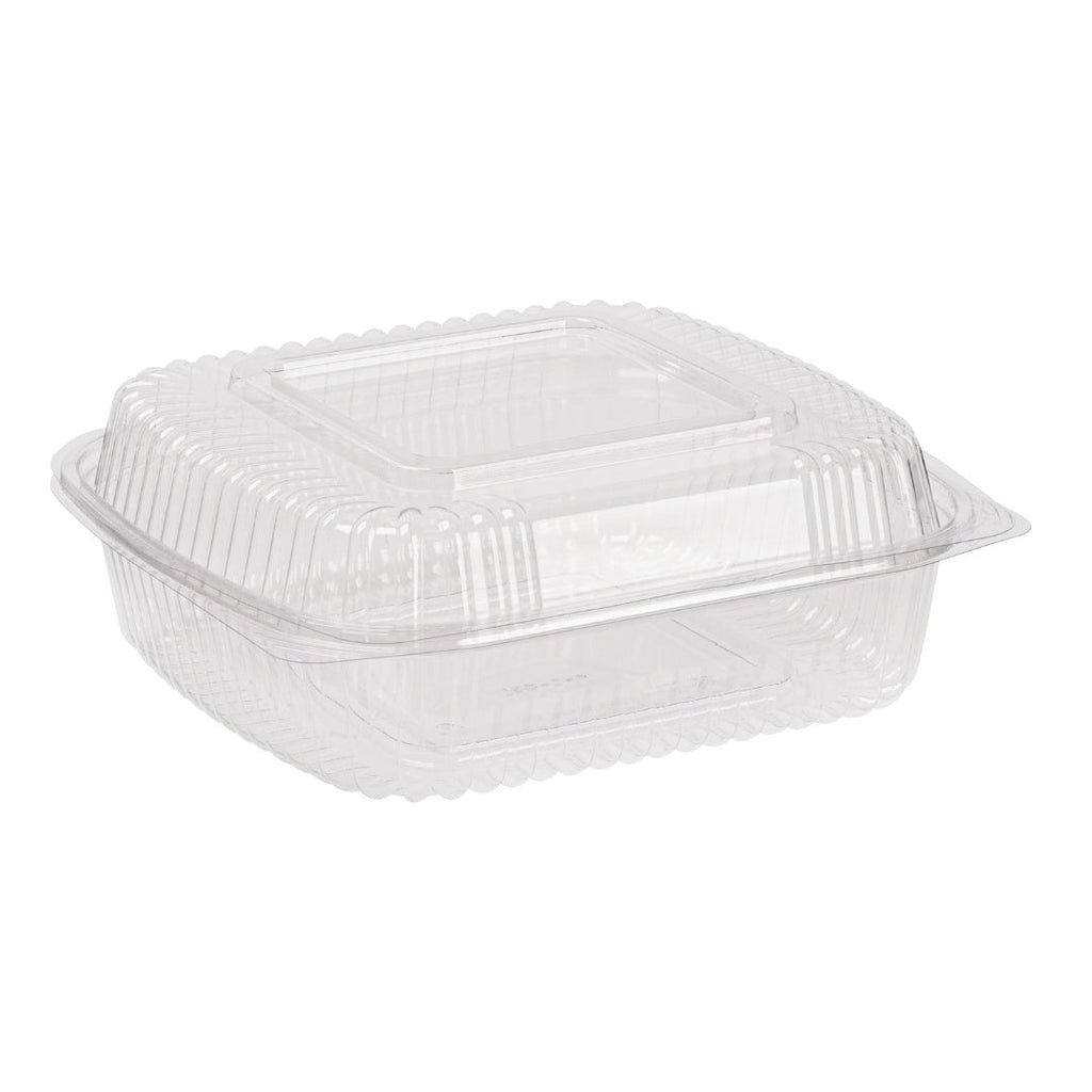 9" x 9" x 3" Clamshell Container | 1-Compartment | Clear RPET