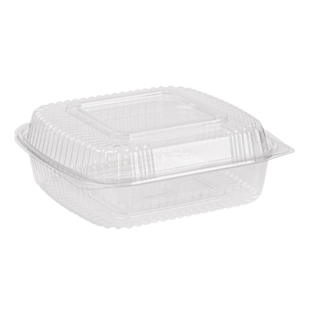 9" x 9" x 3" Clamshell Container | 1-Compartment | Clear RPET