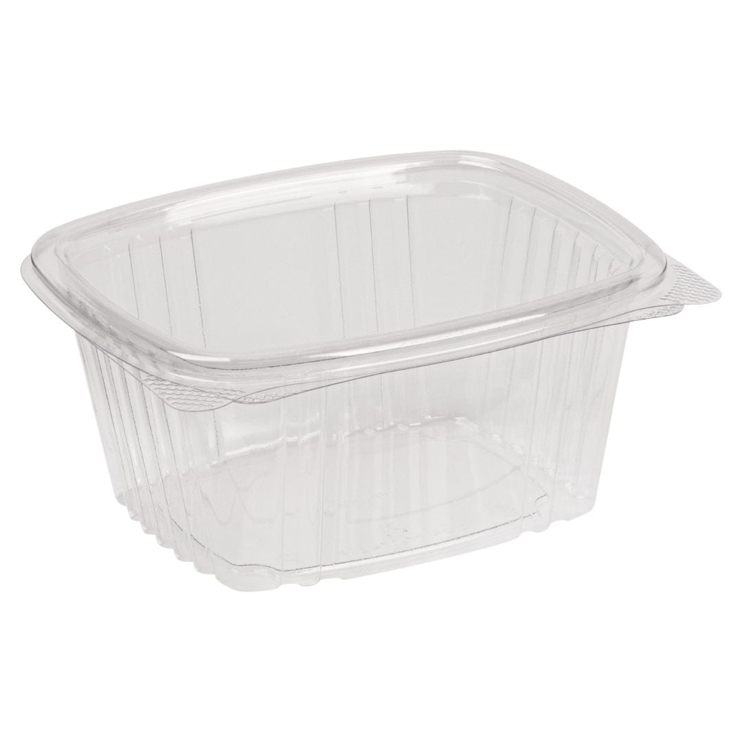 16 oz Rectangular Container | Clear RPET | Hinged Lid