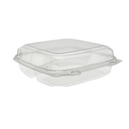 9" x 9" x 3" | 3 Compartment | Recycled Plastic Clamshell | Takeout Container