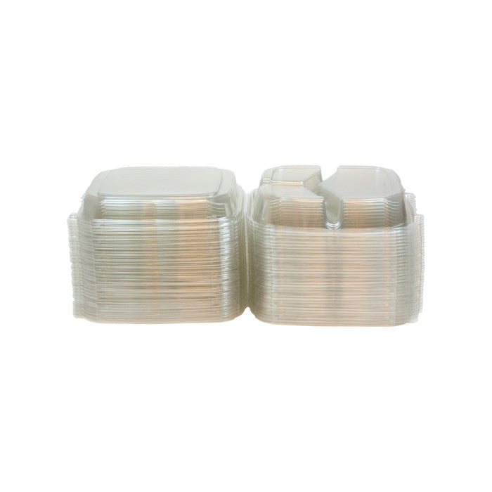 9" x 9" x 3" | 3 Compartment | Recycled Plastic Clamshell | Takeout Container