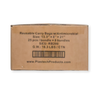 Cardboard box with product details on a white background