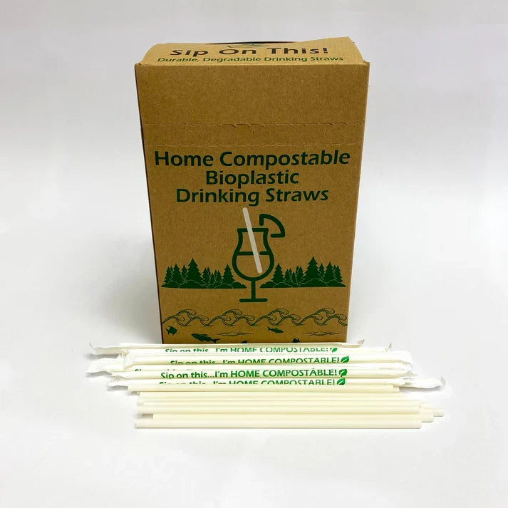 7.75" Home Compostable PHA Straw | White | Jumbo | Made in USA
