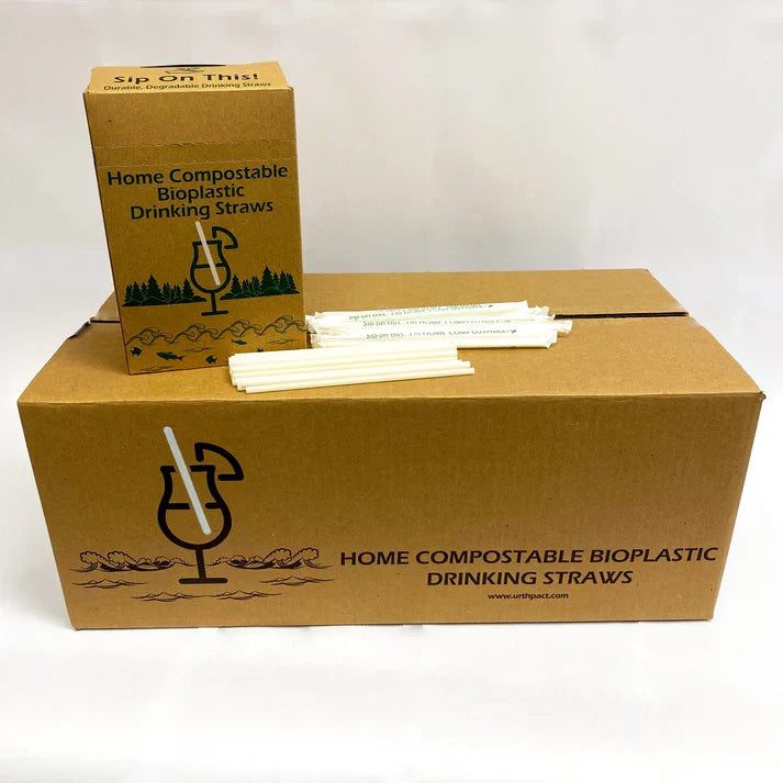 7.75" Home Compostable PHA Straw | White | Jumbo | Made in USA