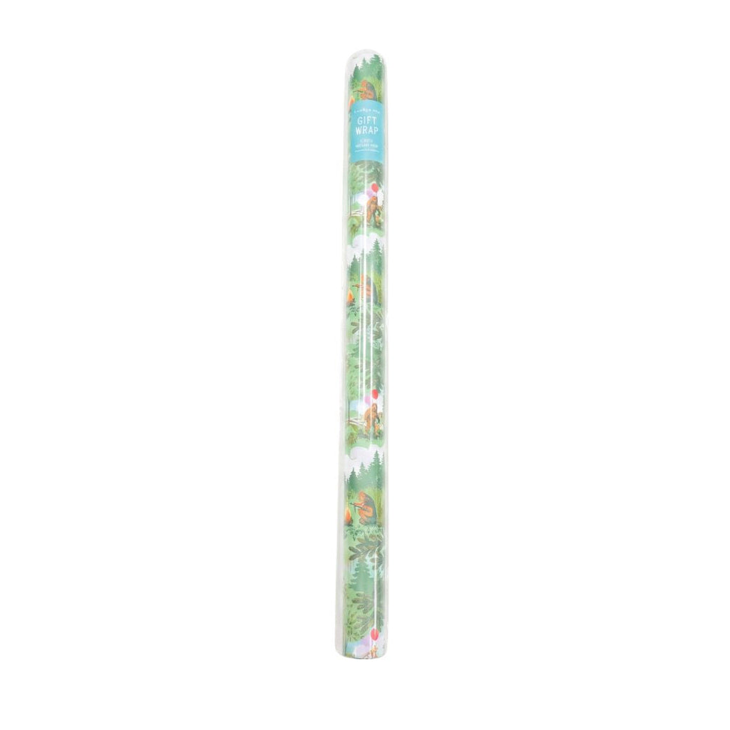 Roll of Bigfoot wrapping paper on a plain white background.