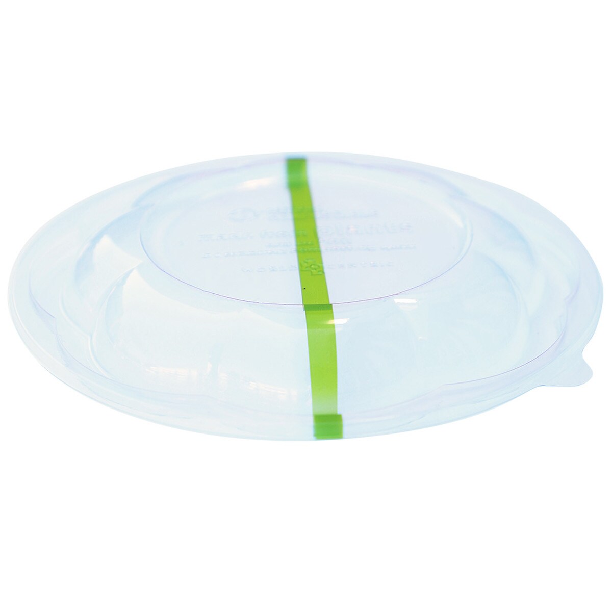 Lid for 24-48 oz Clear Salad Bowl | Compostable | PLA w/Green Stripe