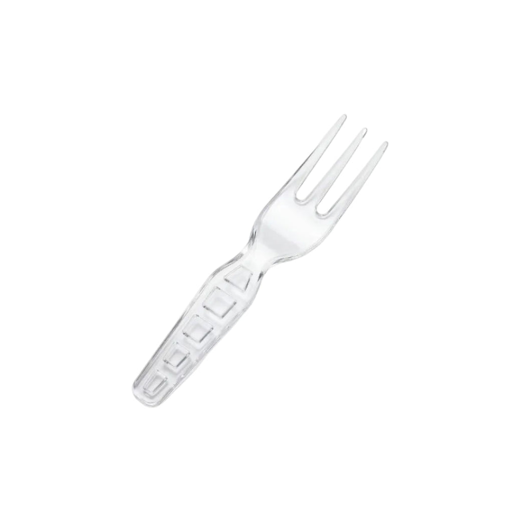 Compostable clear fork on a white background
