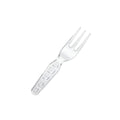 Compostable clear fork on a white background