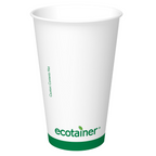 White paper cup with 'ecotainer' branding on a white background