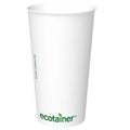 White paper cup with 'ecotainer' branding on a white background