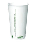 White paper cup with 'ecotainer' branding on a white background