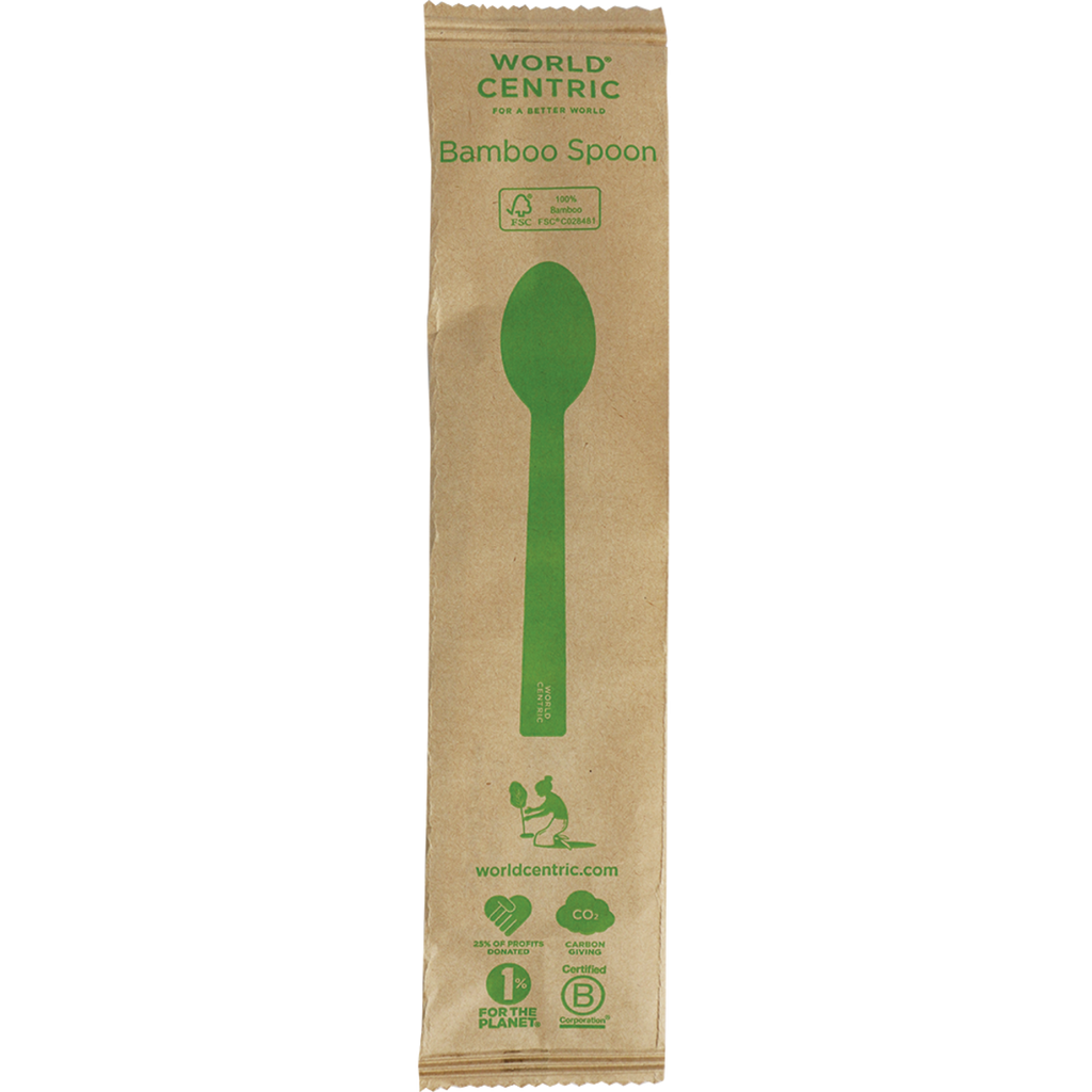 6.7" Bamboo Spoon | Individually Wrapped | Compostable | World Centric®