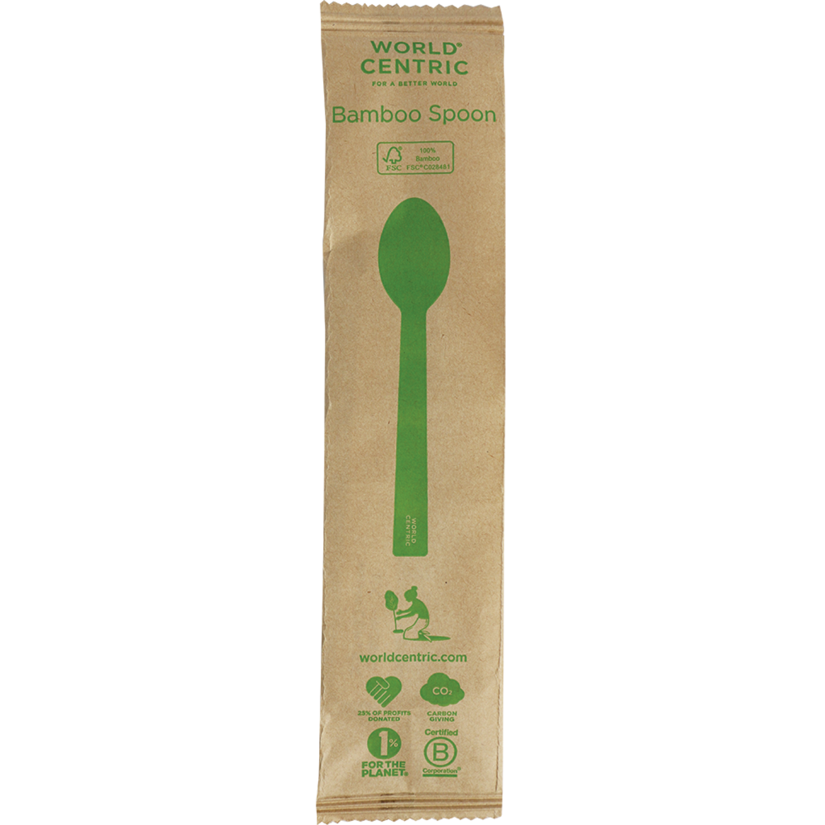 6.7" Bamboo Spoon | Individually Wrapped | Compostable | World Centric®