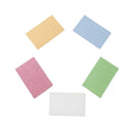 Five colorful rectangle sponges on a white background