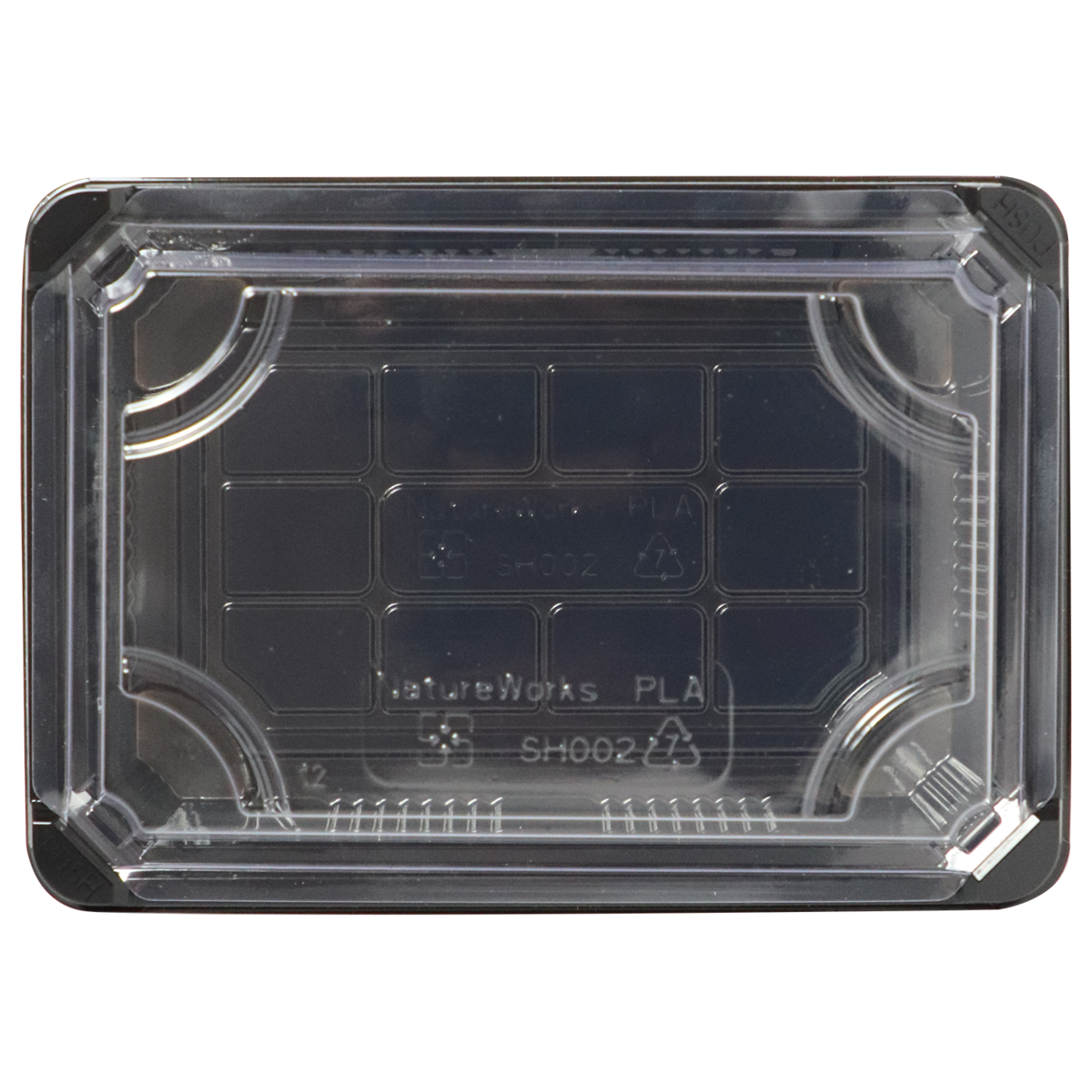 7x5x2" Sushi Tray with Lid | Black Box with Clear PLA Lid