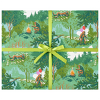 Sasquatch gift wrap paper on a plain white background.