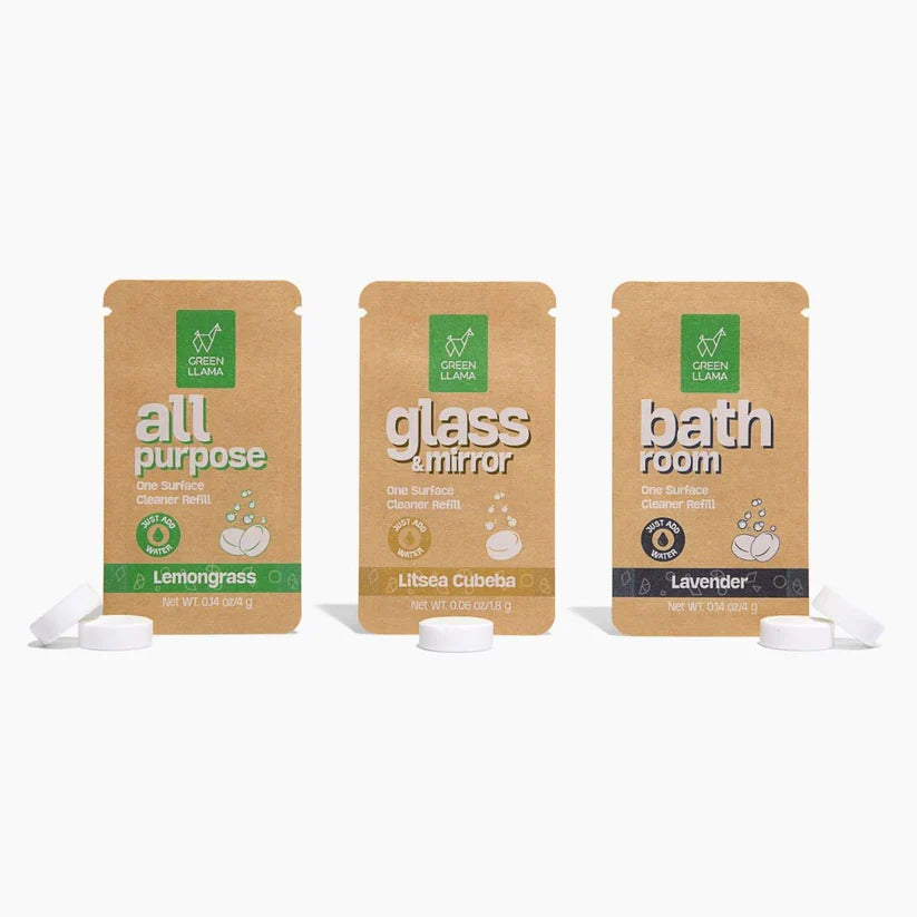 Set of 3 Refill Cleaning Tablets | 3 Cleaner Pack | Green Llama