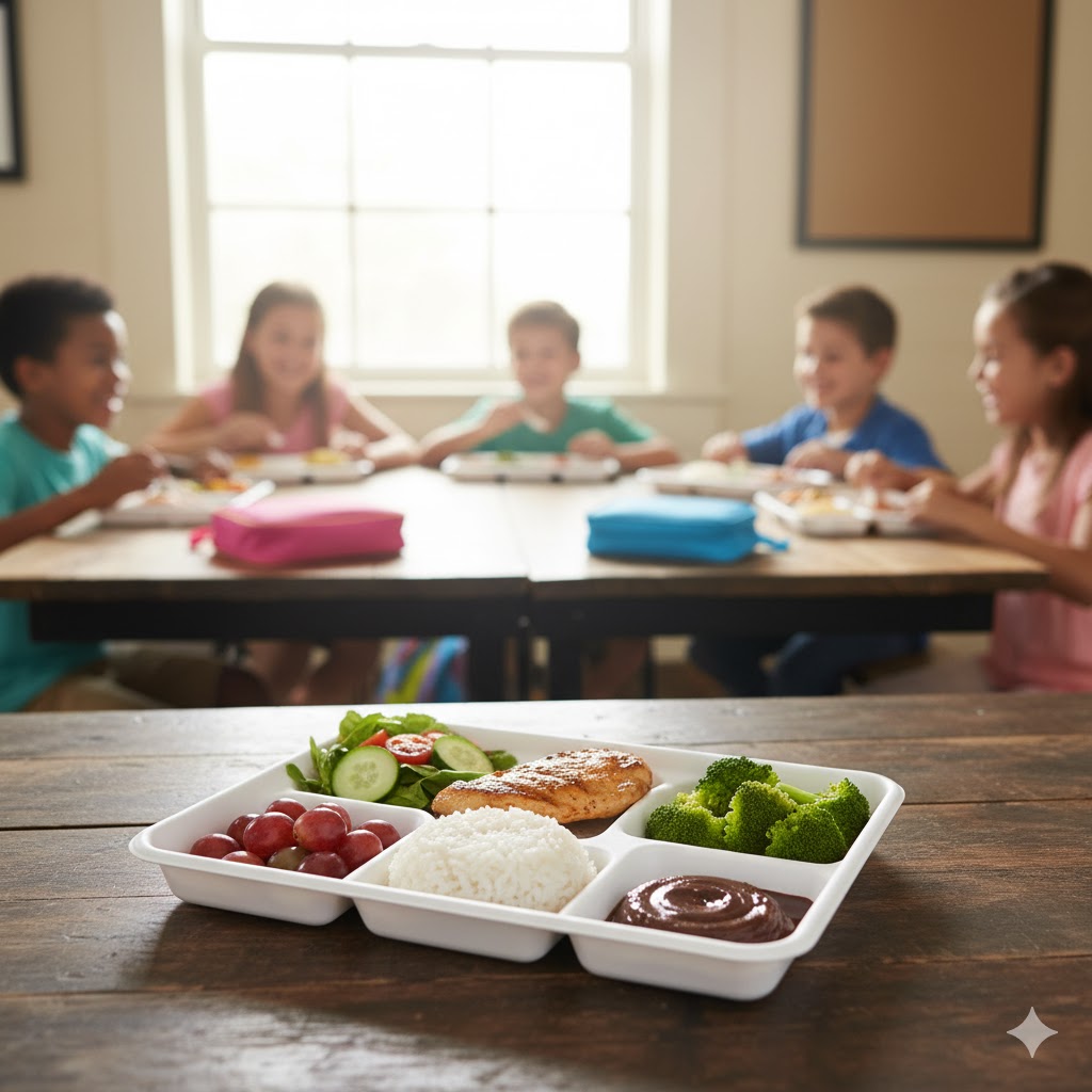 8.0" x 10.5" 5 Compartment Tray | School Lunch Tray