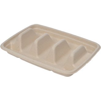 3 Divider Taco Tray | Natural Fiber | Compostable