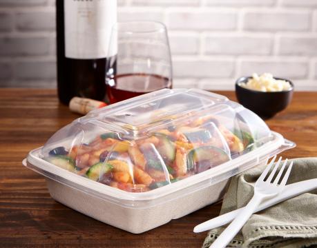 Clear Dome Lid for 3 Divider Taco Tray | Recyclable