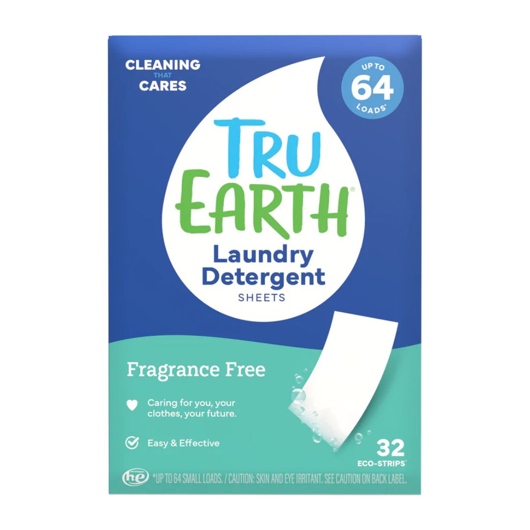Tru Earth Eco Laundry Detergent Strips | Fragrance-Free | 32-Load Pack