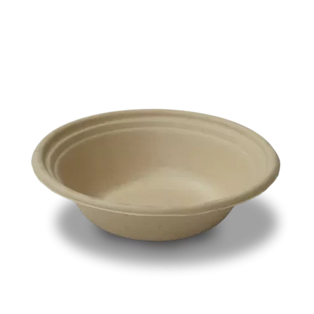 Compostable beige bowl on a white background