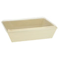 Rectangular tray with clear lid on a white background