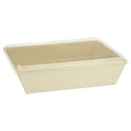 Rectangular tray with clear lid on a white background
