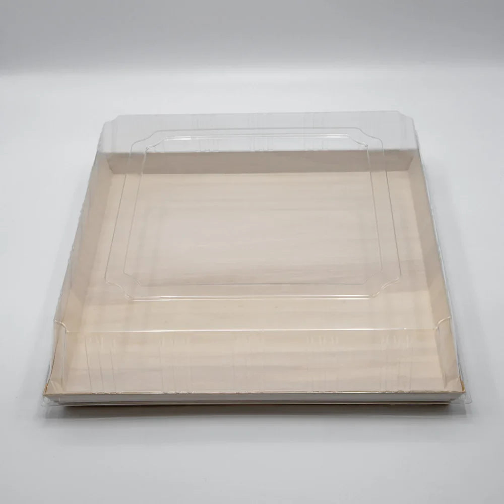 12" X 12" Covered Tray Set | Compostable Balsa Tray with RPET Lid