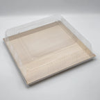 12" X 12" Covered Tray Set | Compostable Balsa Tray with RPET Lid