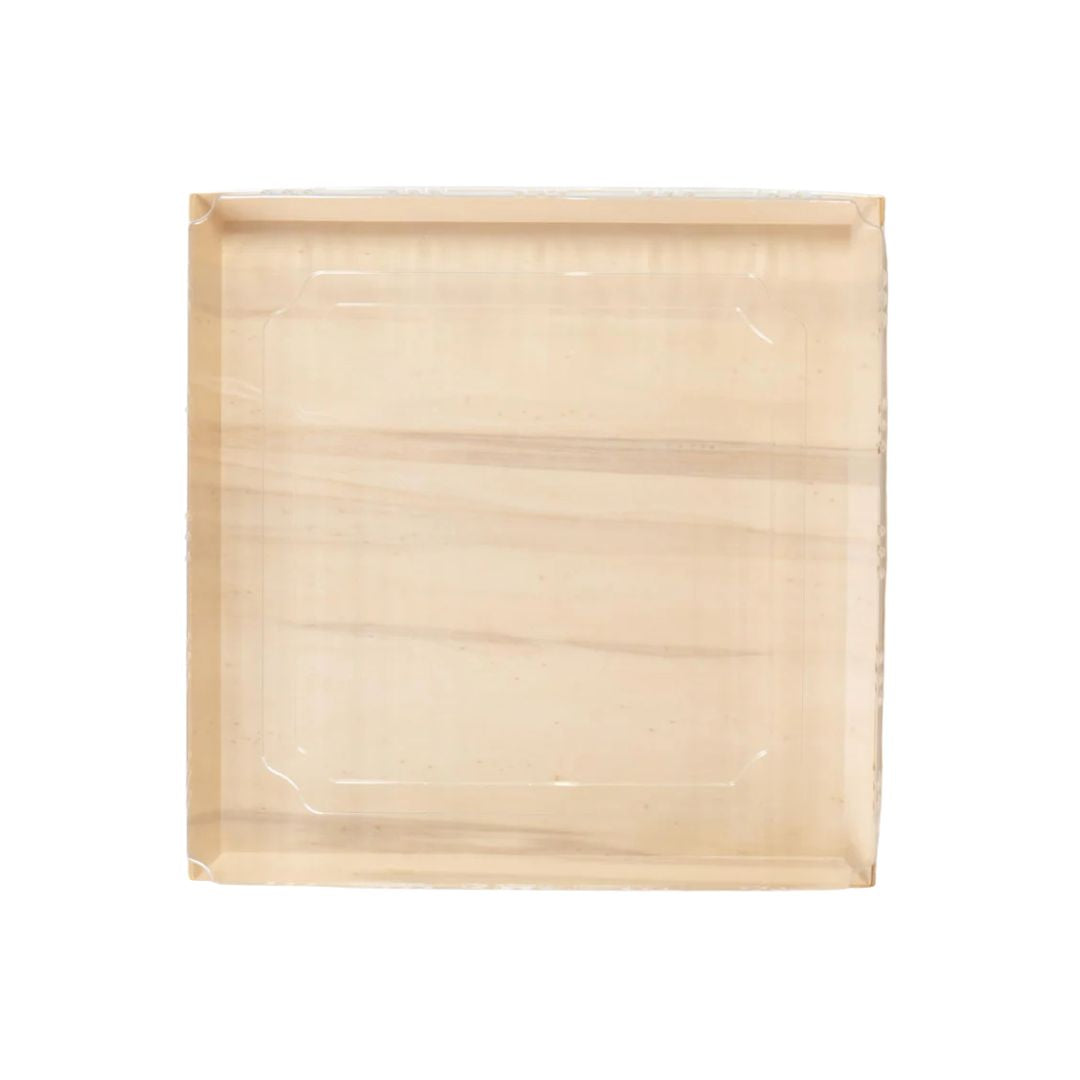 12" X 12" Covered Tray Set | Compostable Balsa Tray with RPET Lid