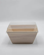 Food tray with a clear lid on a white background