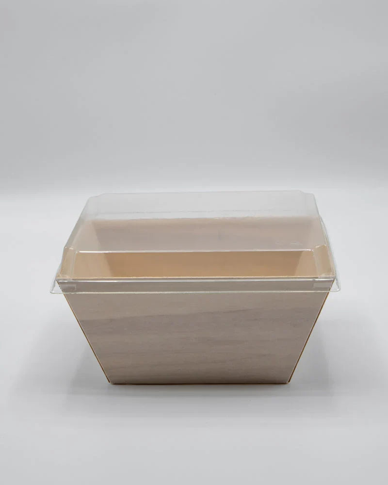 Food tray with a clear lid on a white background