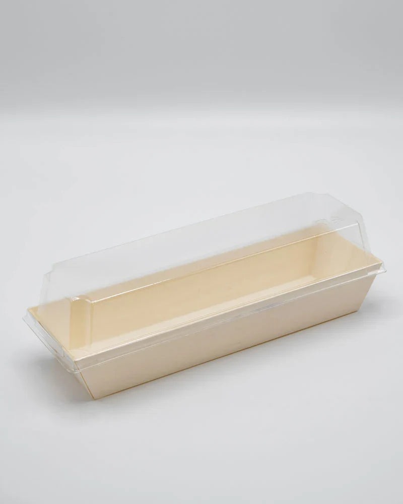 7.7" X 3" Covered Tray Set | Compostable Balsa Tray with RPET Lid
