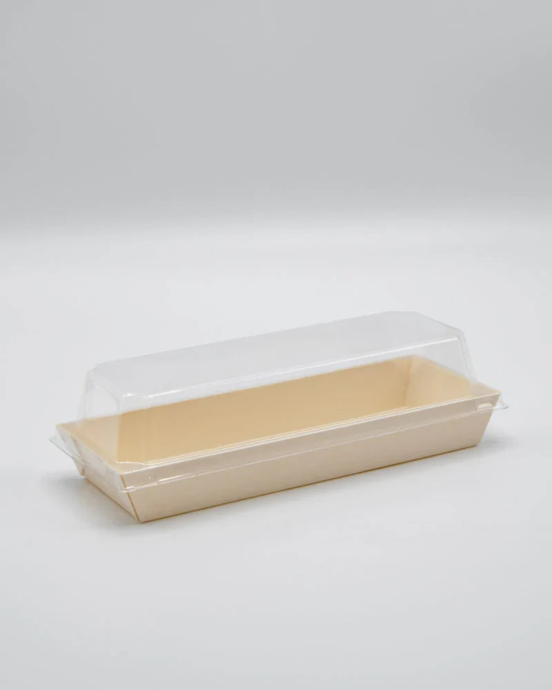 7.7" X 3" Covered Tray Set | Compostable Balsa Tray with RPET Lid