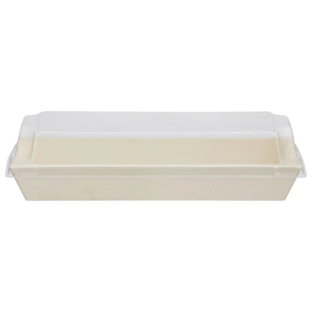 Rectangular tray with lid on a white background