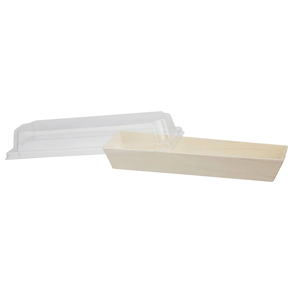 Compostable tray with lid on a white background