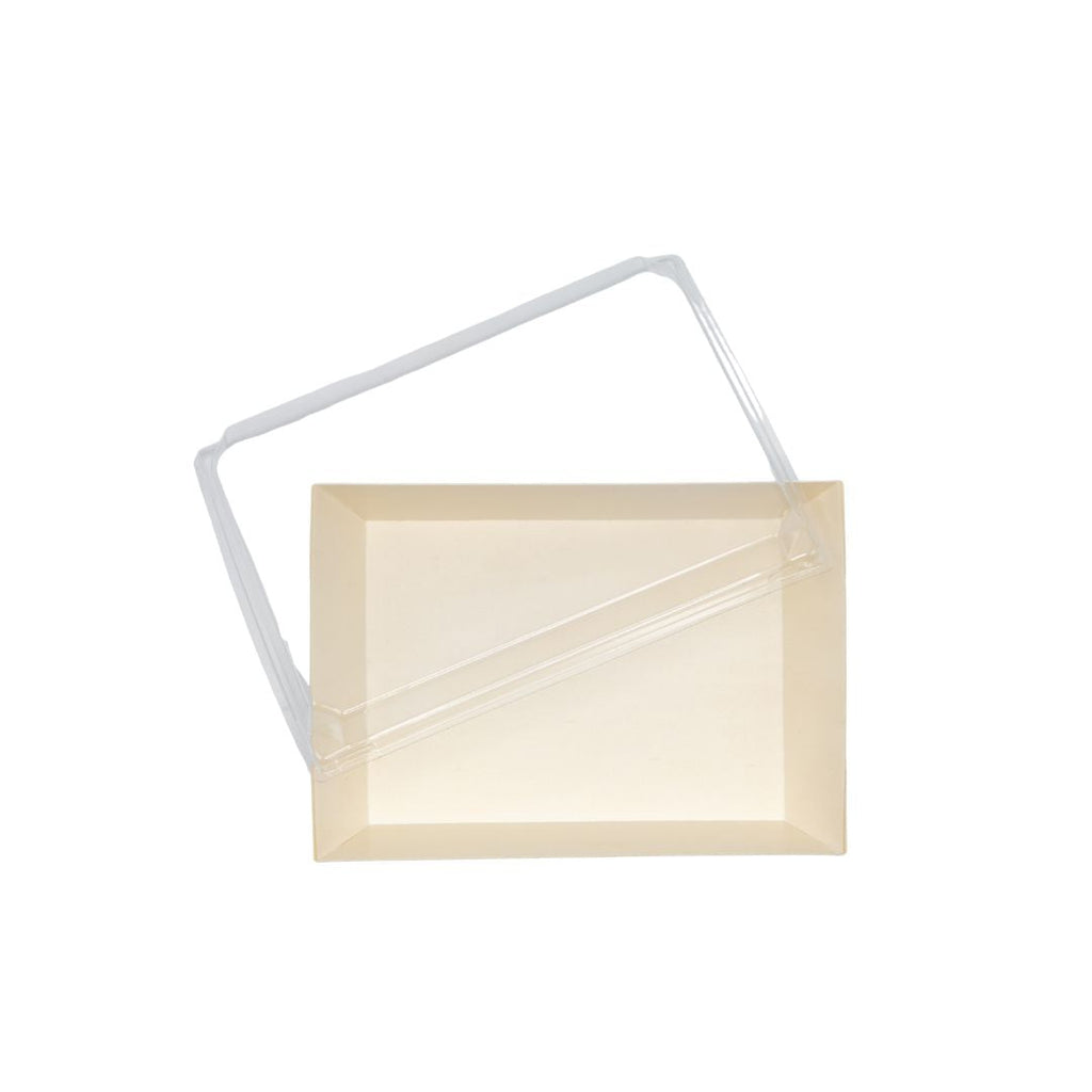 7" X 5" Covered Tray Set | Compostable Balsa Tray with RPET Lid |